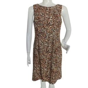 CONNECTED Shift Dress, 12, Black/Brown Patterned, Wide neck, Sleeveless,